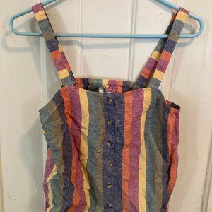 NWT Madewell Rainbow Stripe Button-Front Tank Top